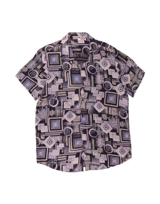 Vintage Short Sleeve Shirt 2XL In Black Geometric
