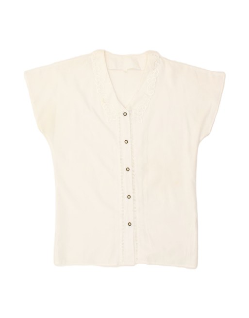 Vintage Short Sleeve Shirt Blouse EU 36 Small In White