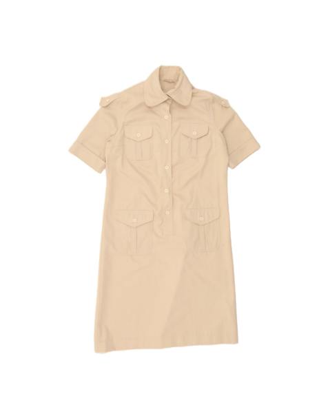 Vintage Short Sleeve Shirt Dress EU 42 Large In Beige - view 1