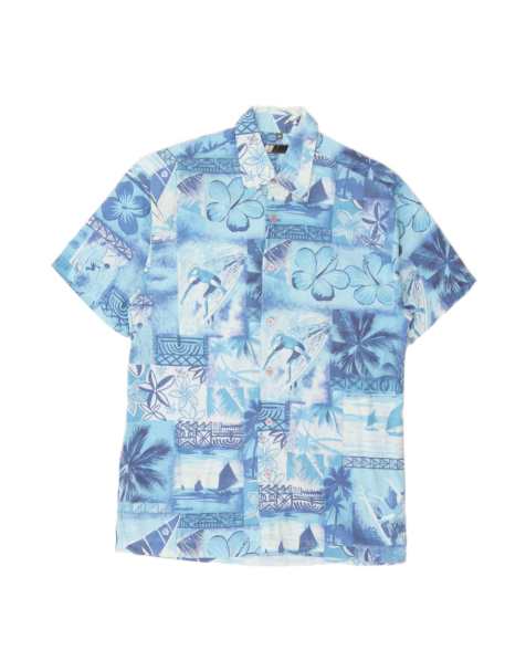 Vintage Short Sleeve Shirt Small In Blue Hawaiian - view 1