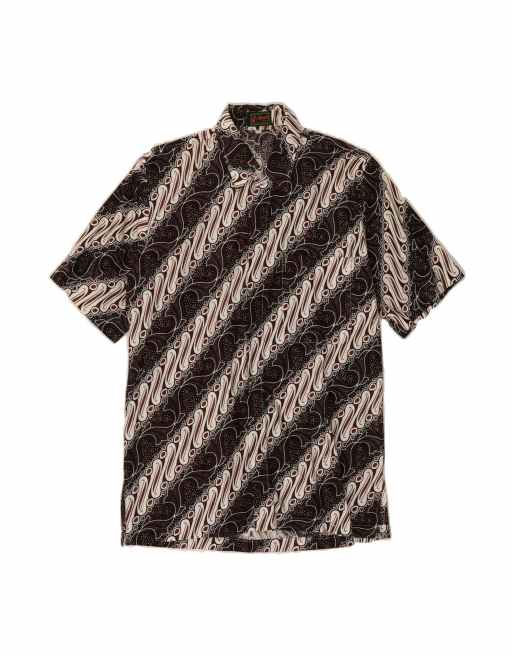 Vintage Short Sleeve Shirt Small In Burgundy Striped