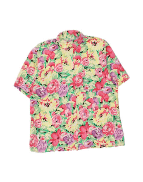 Vintage Short Sleeve Shirt UK 18 XL In Multicoloured Floral - view 1