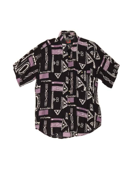 Vintage Short Sleeve Shirt XL In Black Geometric