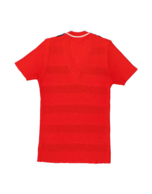 Vintage Short Sleeve V-neck Jumper Sweater It 42 Medium In Red Striped, 2 of 4