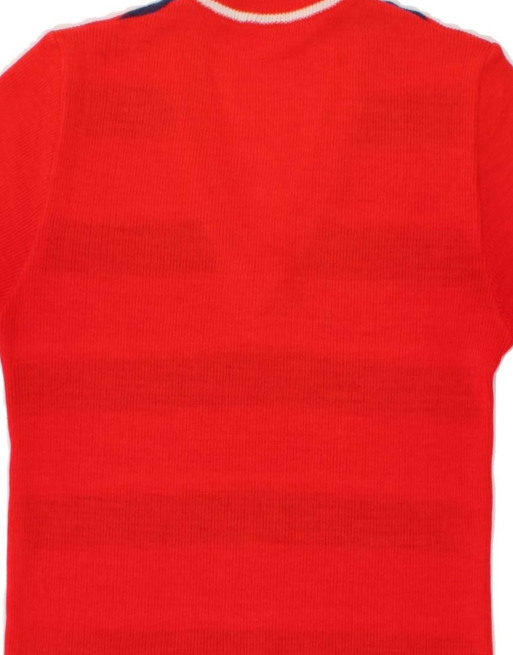 Vintage Short Sleeve V-neck Jumper Sweater It 42 Medium In Red Striped, 4 of 4