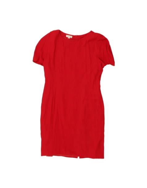 Vintage Short Sleeves Sheath Dress UK 14 Medium In Red - view 1