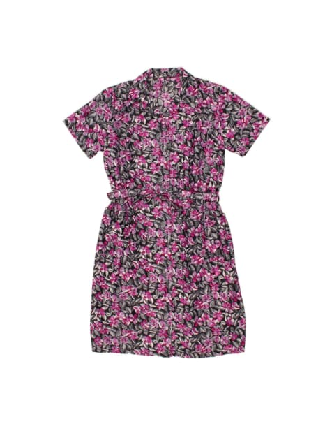 Vintage Short Sleeves Shirt Dress UK 14 Large In Multicoloured Floral - view 1