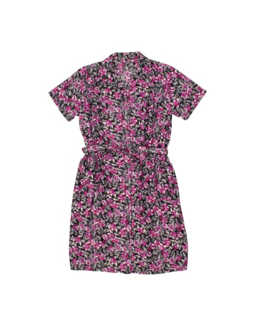 Vintage Short Sleeves Shirt Dress UK 14 Large In Multicoloured Floral