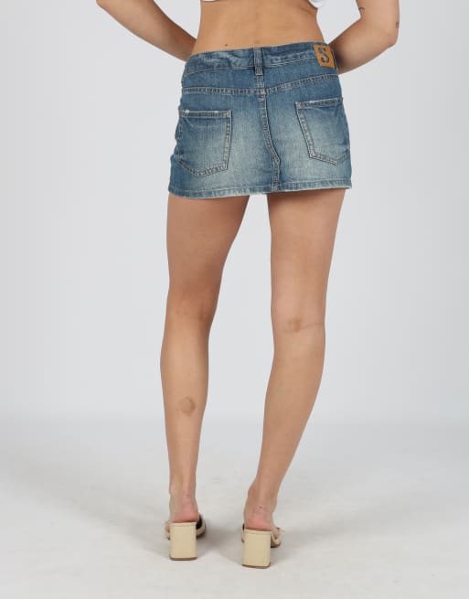 Vintage Sicko19 M denim mini skirt in blue, 4 of 4