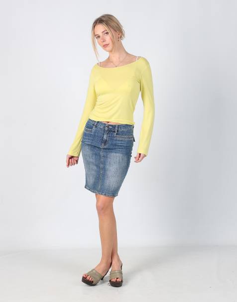 Vintage Sil Max S denim midi skirt in blue - view 1