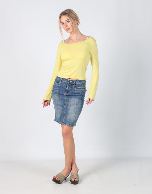 Vintage Sil Max S denim midi skirt in blue