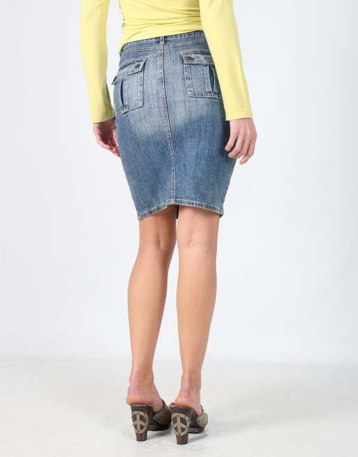 Vintage Sil Max S denim midi skirt in blue, 2 of 4