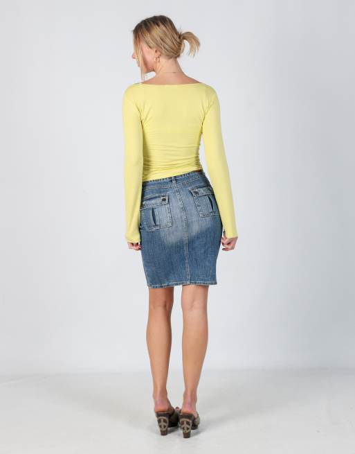 Vintage Sil Max S denim midi skirt in blue, 3 of 4