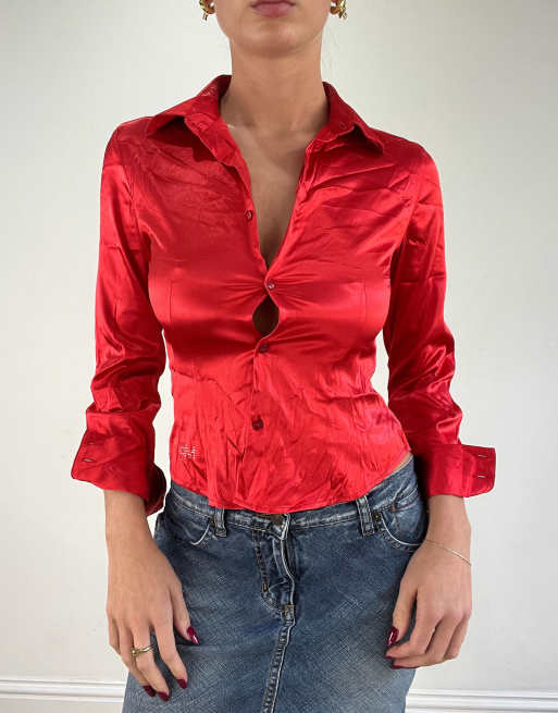 Vintage silky shirt in red