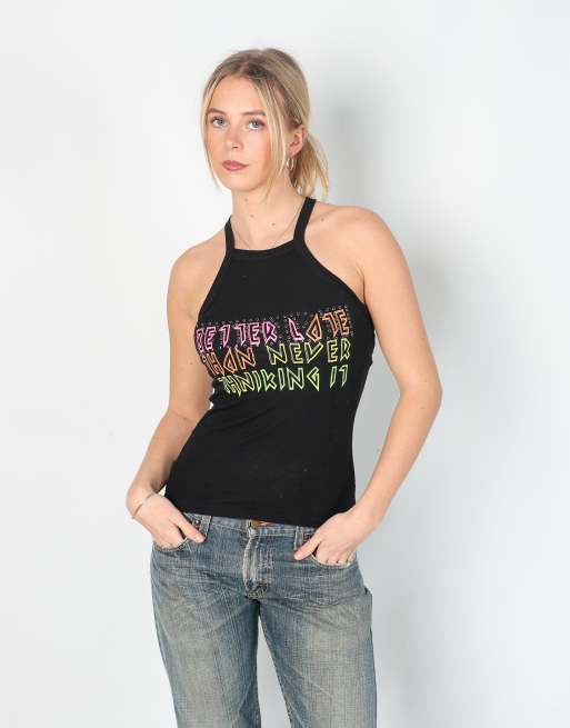 Vintage Silvian Heach M woven vest in black