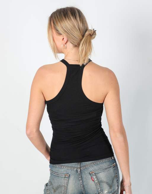 Vintage Silvian Heach M woven vest in black, 2 of 4