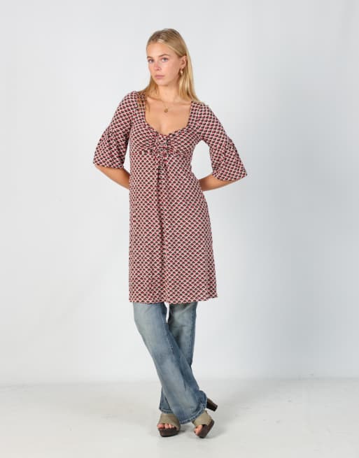 Vintage Sinequanone S woven midi dress in beige