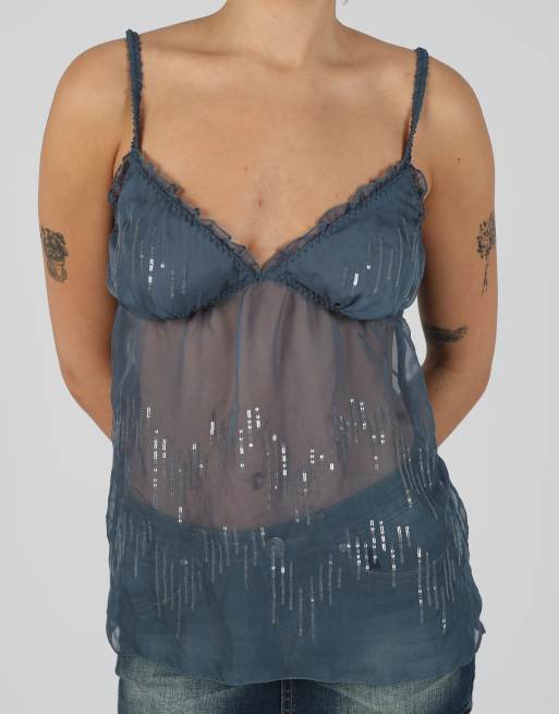Vintage SiSi S cami in charcoal grey, 4 of 4