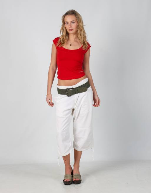 Vintage Sisley L capri trouser in white