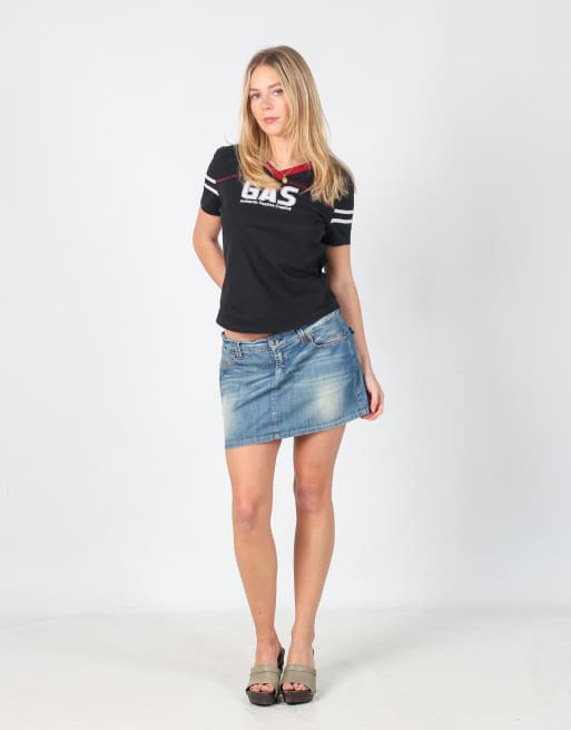 Vintage Sisley L denim mini skirt in blue