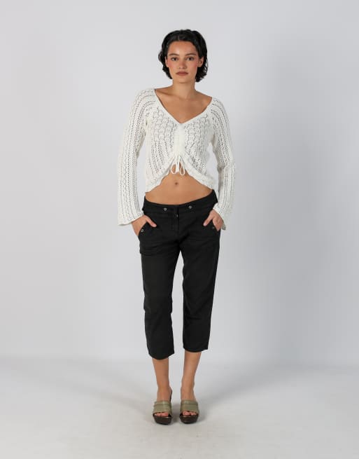 Vintage Sisley M capri trouser in black, 1 of 4