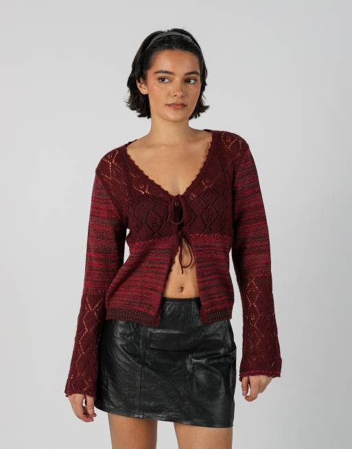 Vintage Sisley M cardigan in burgundy red, 1 of 4