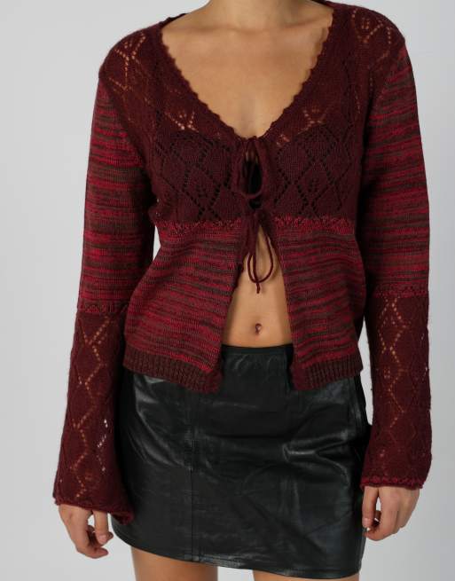 Vintage Sisley M cardigan in burgundy red, 4 of 4