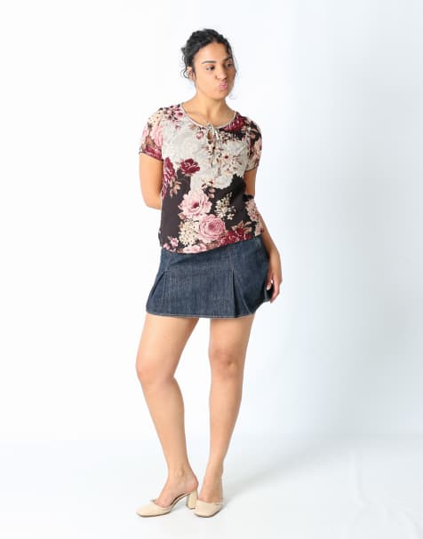 Vintage Sisley M denim mini skirt navy blue - view 1