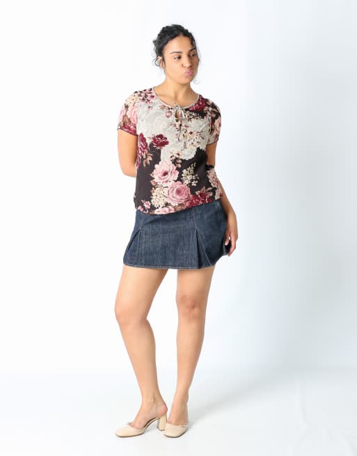 Vintage Sisley M denim mini skirt navy blue