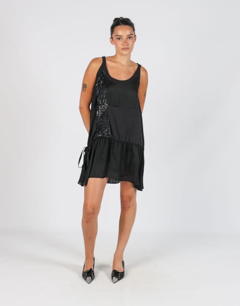 Vintage Sisley M woven midi dress in black - view 1