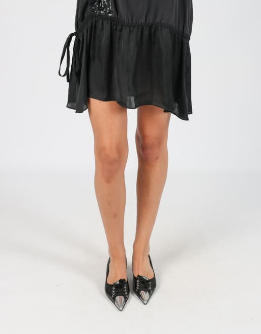 Vintage Sisley M woven midi dress in black, 2 of 4