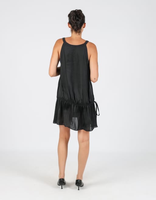 Vintage Sisley M woven midi dress in black, 3 of 4