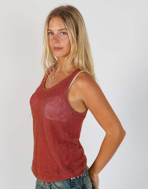 Vintage Sisley M woven vest in pink, 3 of 4