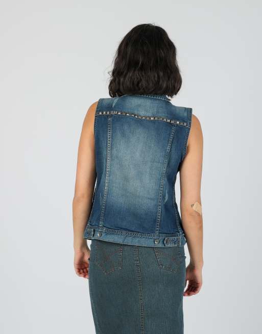 Vintage Sisley S denim jacket in blue, 2 of 4
