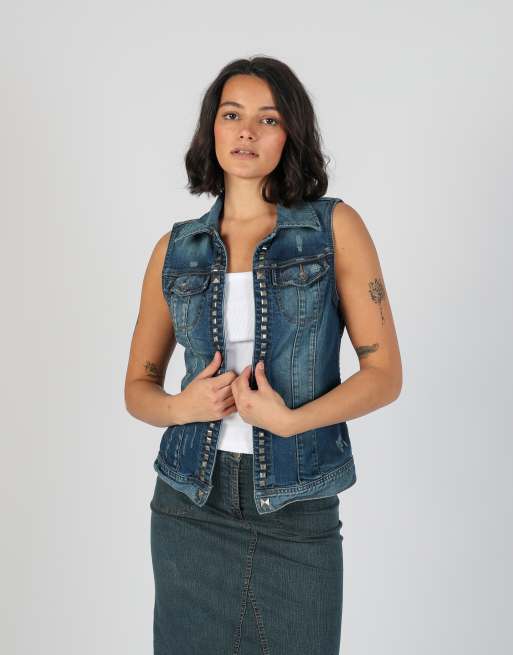 Vintage Sisley S denim jacket in blue, 3 of 4