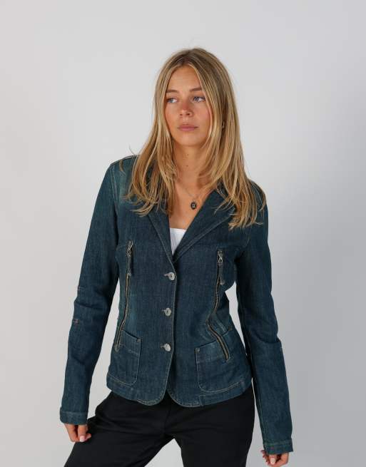 Vintage Sisley S denim jacket in blue, 3 of 4