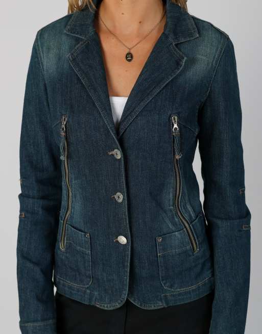Vintage Sisley S denim jacket in blue, 4 of 4