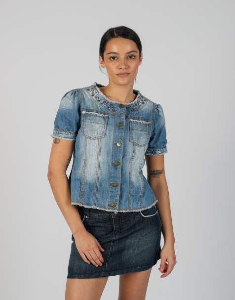 Vintage Sisley S denim jacket in light blue - view 1