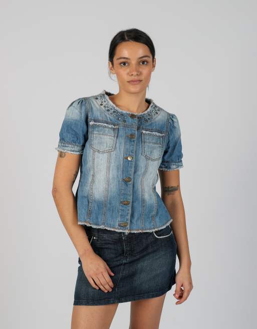 Vintage Sisley S denim jacket in light blue