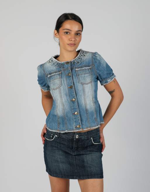 Vintage Sisley S denim jacket in light blue, 3 of 4