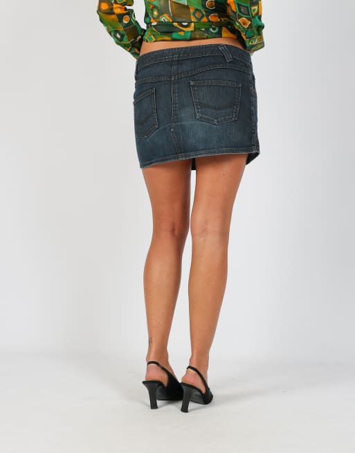 Vintage Sisley S denim mini skirt in blue, 4 of 4