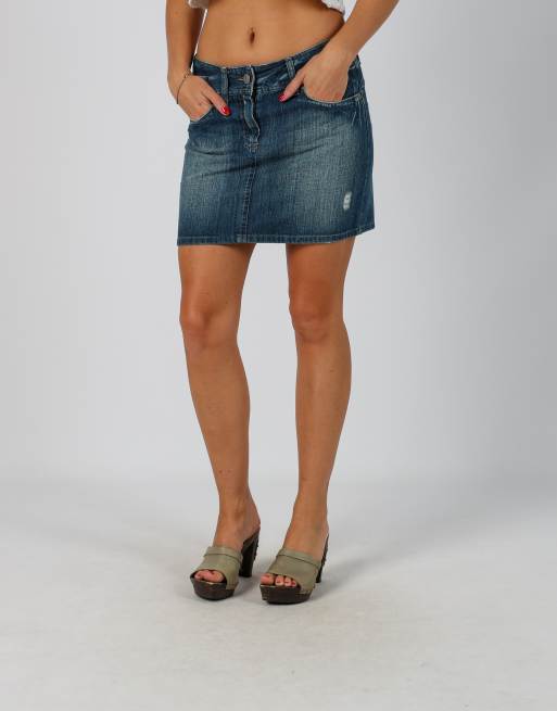 Vintage Sisley S denim mini skirt in blue, 2 of 4