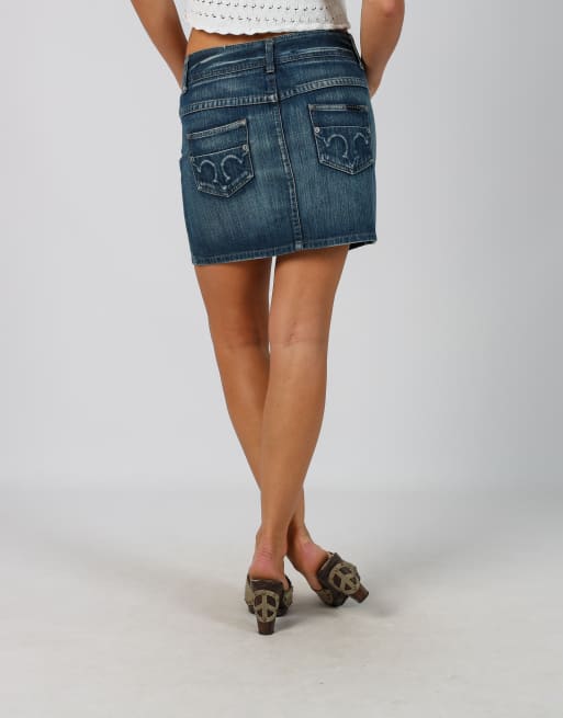 Vintage Sisley S denim mini skirt in blue, 4 of 4