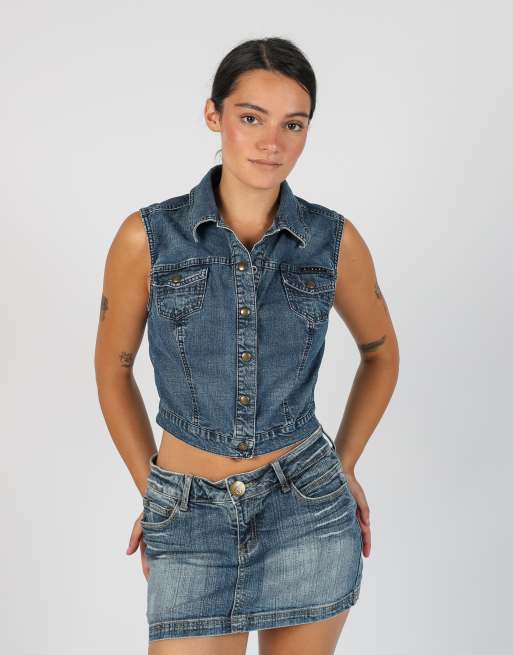 Vintage Sisley S denim waistcoat in blue