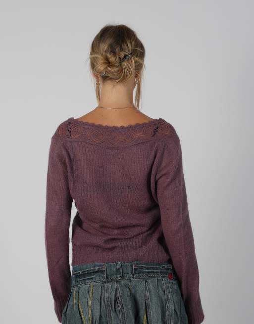 Vintage Sisley S knitted jumper in purple, 2 of 4