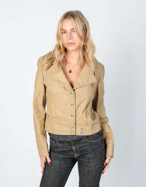 Vintage Sisley S leather jacket in tan - view 1