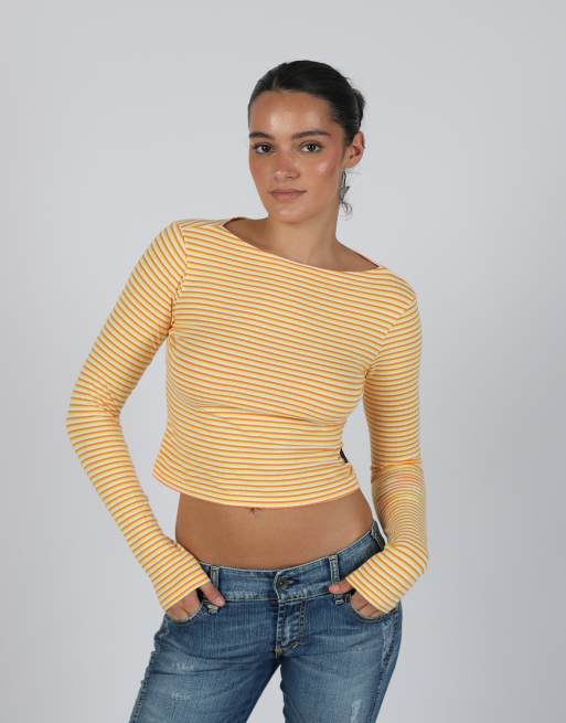 Vintage Sisley S long sleeve top in yellow, 1 of 4