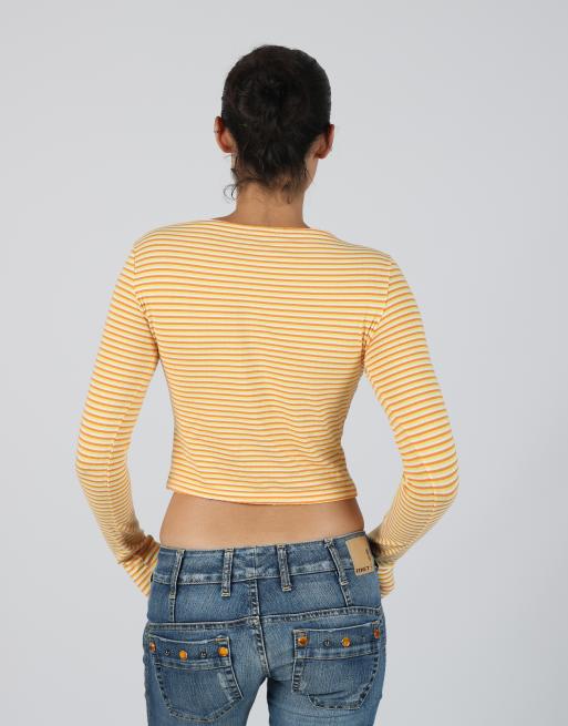 Vintage Sisley S long sleeve top in yellow, 2 of 4