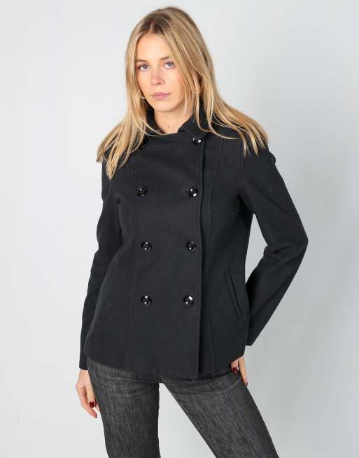 Vintage Sisley S pea coat in black