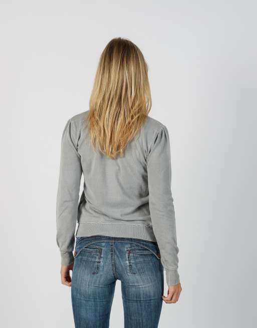 Vintage Sisley S woven top in light grey, 2 of 4